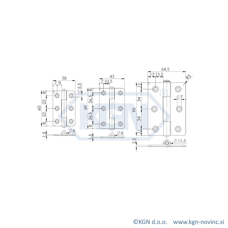 Alternative view of Rectangular hinge SP-010